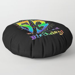 [ Thumbnail: 53rd Birthday - Fun Rainbow Spectrum Gradient Pattern Text, Bursting Fireworks Inspired Background Floor Pillow ]