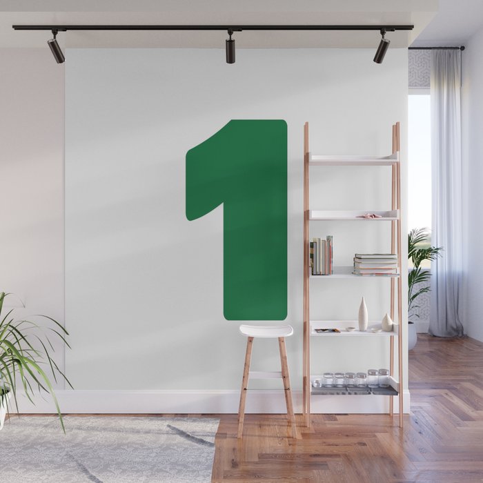 1 (Olive & White Number) Wall Mural
