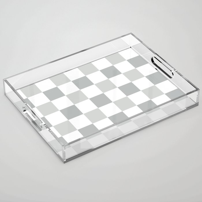 Checkerboard Squares In Warm Gray Acrylic Tray