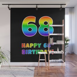 [ Thumbnail: HAPPY 68TH BIRTHDAY - Multicolored Rainbow Spectrum Gradient Wall Mural ]
