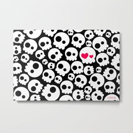 A skull in love Metal Print | Curated, Pattern, Scary, Love, Pink, Graphicdesign, Other, Hers, Digital, Gift 