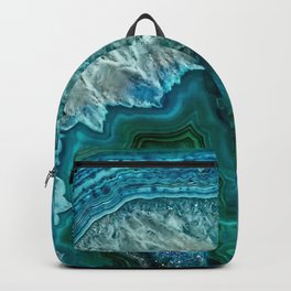 Aqua turquoise agate mineral gem stone Backpack