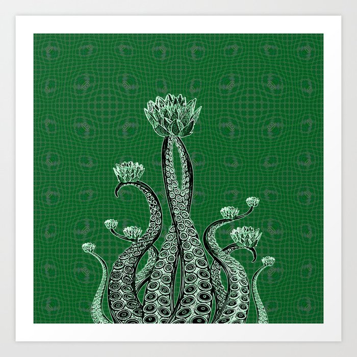 Moss Green Octopus Garden Lilly Classic Print Art Print