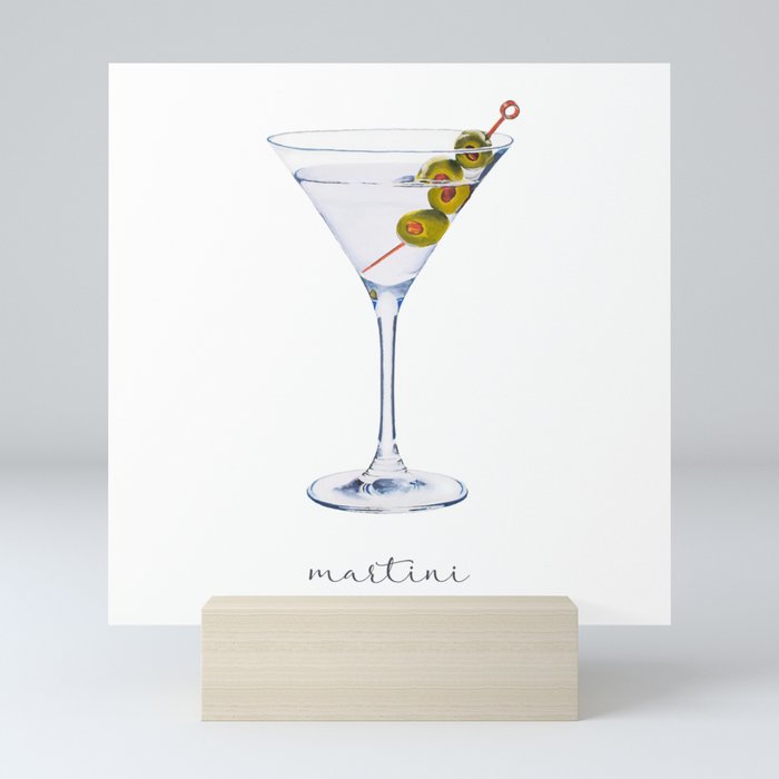 Martini Cocktail | Watercolor Painting Mini Art Print