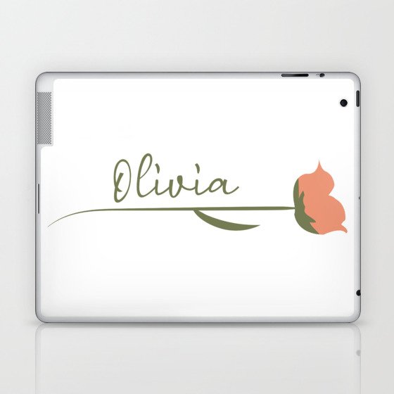 Olivia name on a rose Laptop & iPad Skin