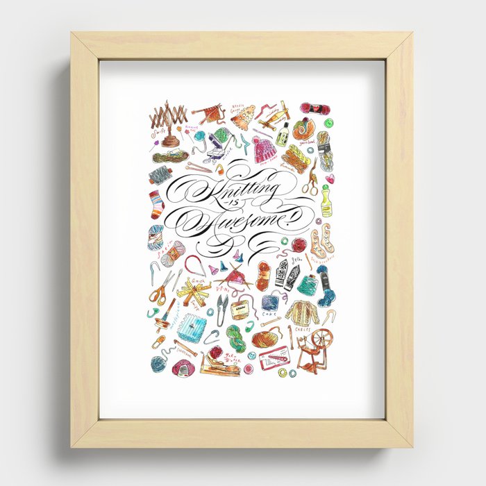 Knitting is Awesome! Recessed Framed Print