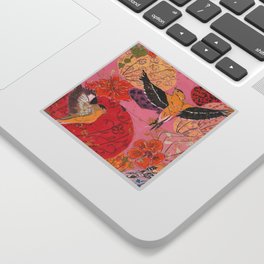 Finches and Lanterns Sticker