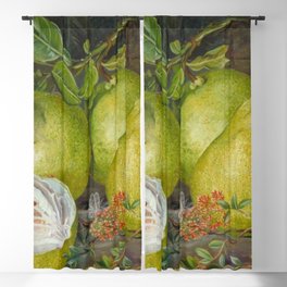 Pomelo, Henna Branch, Pear and Flying lizard still life painting Blackout Curtain