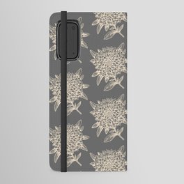 Elegant Flowers Floral Nature Beige Dark Gray Grey Android Wallet Case