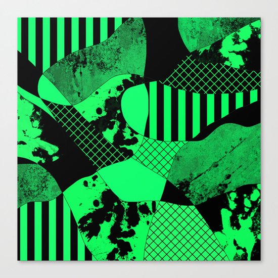 Black And Teal - Abstract, geometric, multi patterned artwork Canvas Print