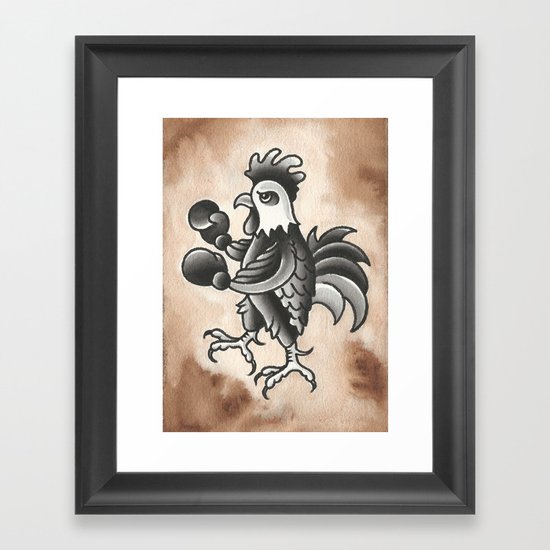 Cock Fight Framed Art Print