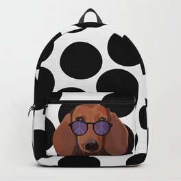 dachshund Backpack | Peace, Digital, Longears, Animal, Dog, Brown, Illustration, Dachshund, Graphicdesign, Glasses 