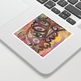King Creature With Multiple Eyes Graffiti Expressionism Art Sticker