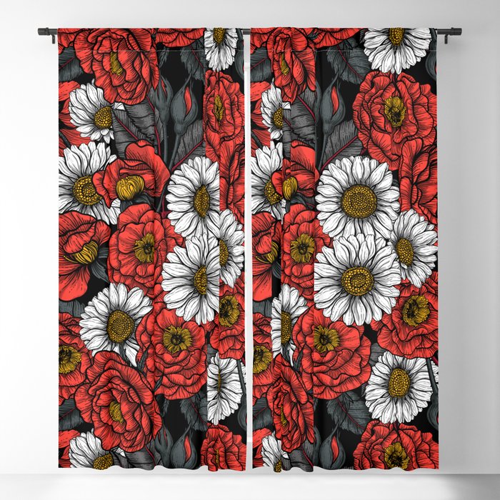 Roses and daisies bouquet  Blackout Curtain