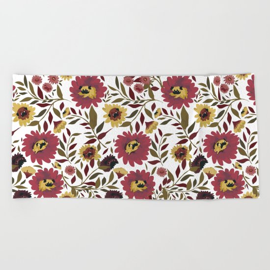 PUGS FLORAL Beach Towel