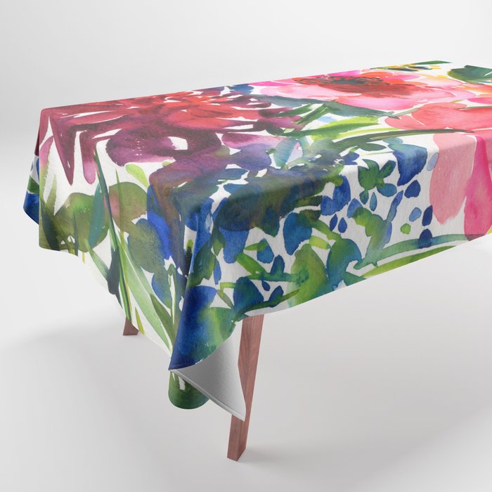 my floral garden in watercolor Tablecloth