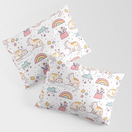 cute cat doodle seamless pattern Pillow Sham