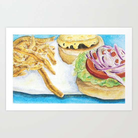 Burger and Fries Art Print
