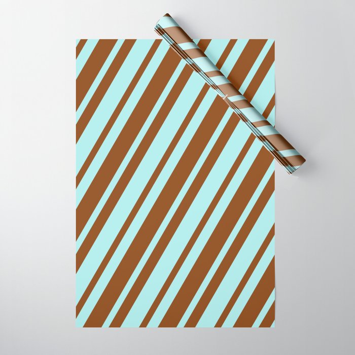Turquoise and Brown Colored Lines/Stripes Pattern Wrapping Paper
