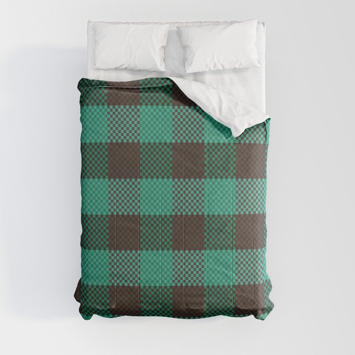 Pixel Plaid - Glacier Melt Comforter