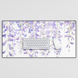 purple wisteria in bloom 2021 Desk Mat | Bluearts, Flower, Purplearts, Bluewisteria, Watercolorflower, Gardenarts, Watercolor, Aquarelle, Country, Romantic 