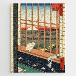 Procession to the Torinomachi Festival in the Rice Fields of Asakusa cat portrait painting by Utagawa Hiroshige Jigsaw Puzzle