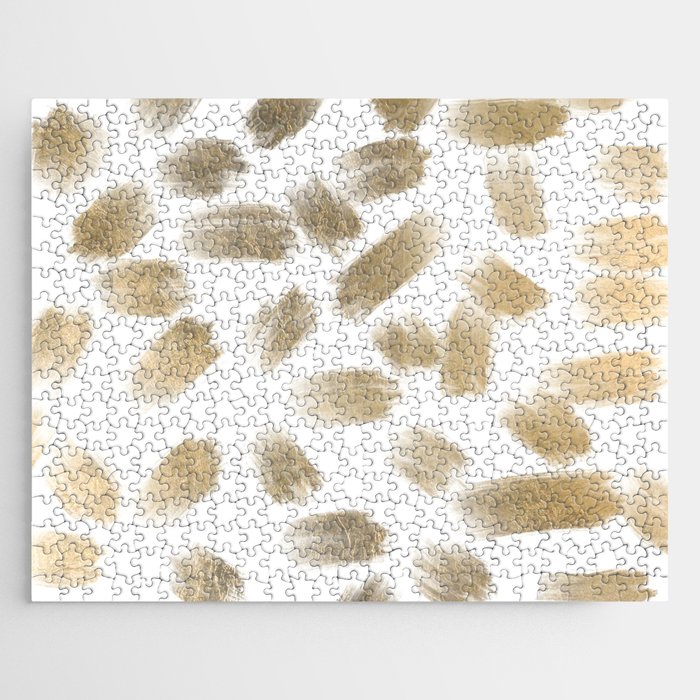 Elegant Abstract Gold White Brushstrokes Jigsaw Puzzle