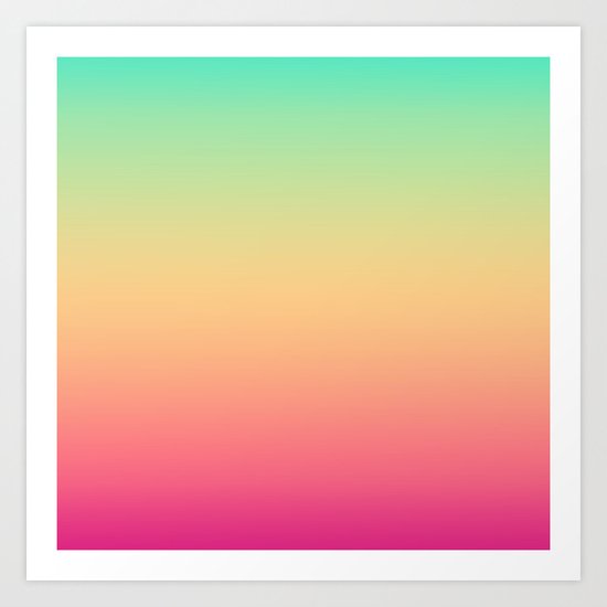 Ombre gradient digital illustration pink, blue, orange colors Art Print