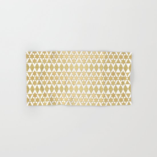 White and Gold Geometric Pattern 4 Hand & Bath Towel