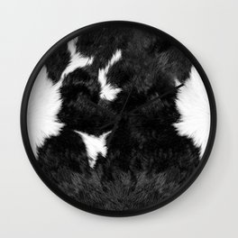 Luxe Animal Print Cowhide in Black and White Wall Clock