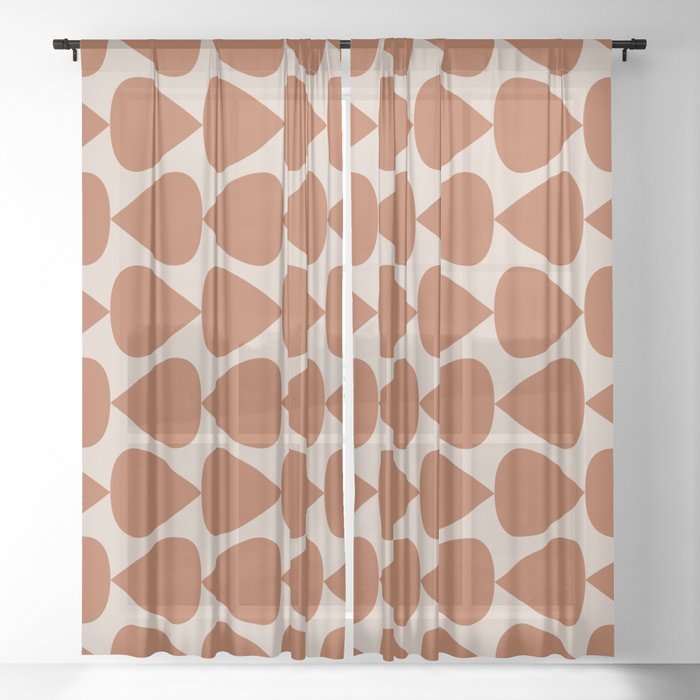 Plectrum Pattern in Clay and Putty  Sheer Curtain