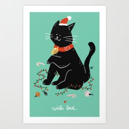 Christmas cat Art Print