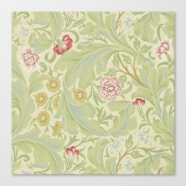 William Morris Leicester Green Coral Floral Canvas Print