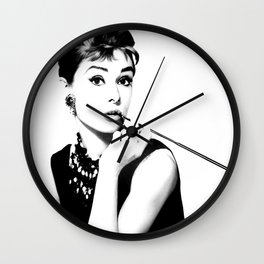 Audrey, Black and White Art, Cigarette Holder Wall Clock