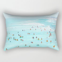 Hot Summer Day | Beachy Watercolor Painting | Ocean Sea Surf Swim | Vacation Travel Staycation Waves Rectangular Pillow