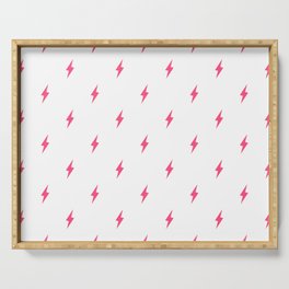 Lightning Bolt Pattern Pink Serving Tray