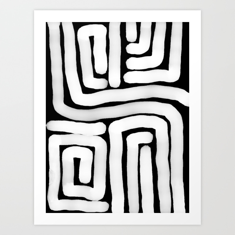 Black And White Lines Abstract Print Art Print By Lindsayshapka