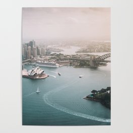 Sydney Opera House Harbour Bridge | Australia Aerial Travel Photography Poster