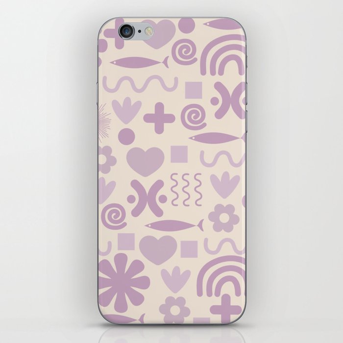 Natural Miscellany Scandi Retro Modern Pattern in Lilac and Cream  iPhone Skin