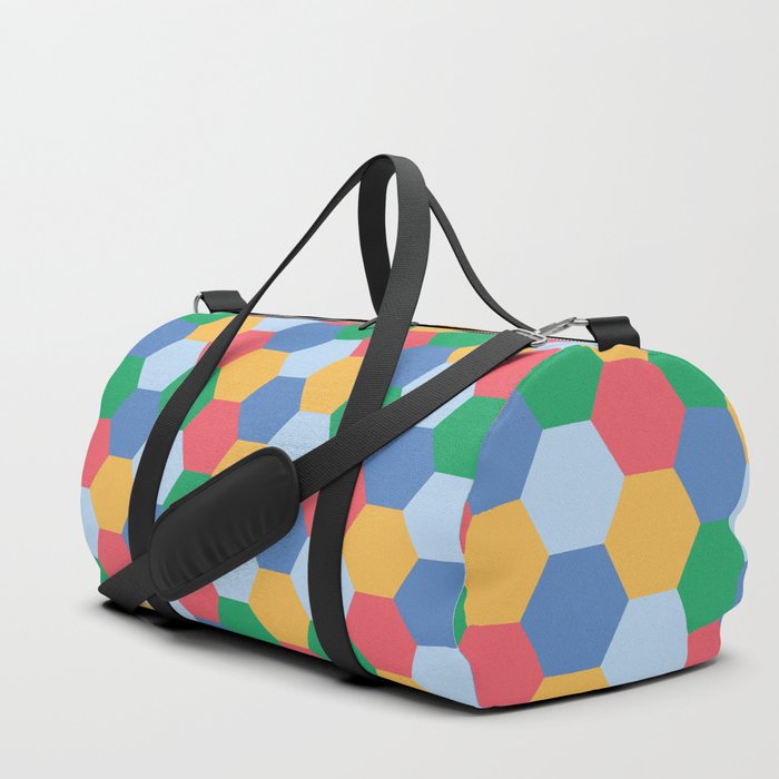 Colorful Hexagon polygon pattern. Digital Illustration background Duffle Bag