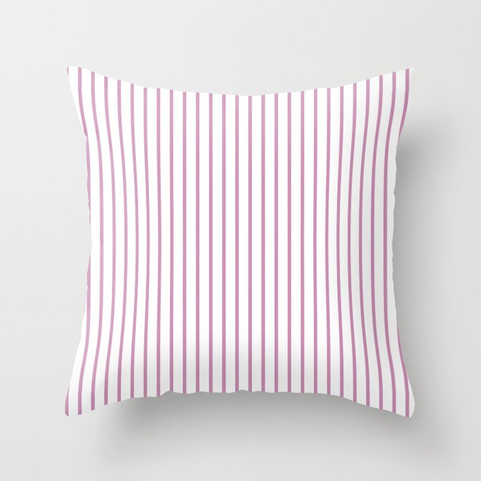 Princess Pink Pinstripe on White Throw Pillow