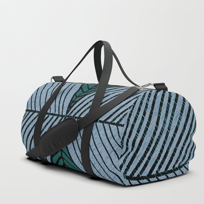 Minimal Tropical Leaf - Teal Blue Duffle Bag