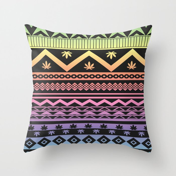 Cannabis Geometric Aztec Throw Pillow