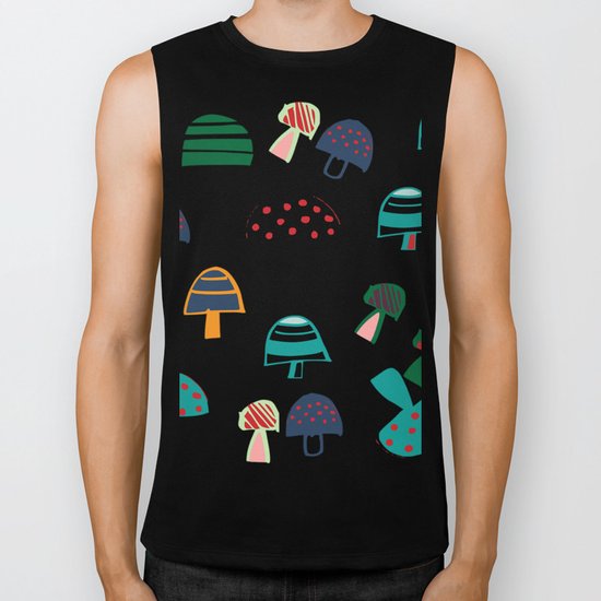 Cute Mushroom white Biker Tank
