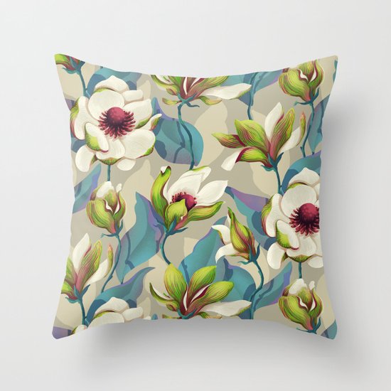 magnolia bloom - vivid version Throw Pillow