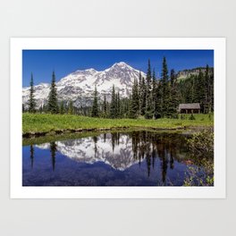 Cabin by the Mountain Art Print