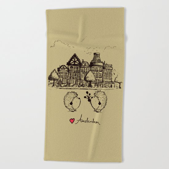 Hedgehogs in Amsterdam Beach Towel