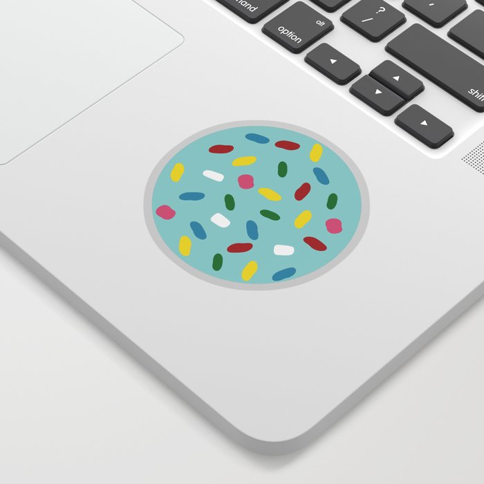 Sweet glazed, with colorful sprinkles on blue melting icing Sticker