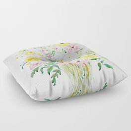 colorful wildflowers bouquet watercolor  Floor Pillow