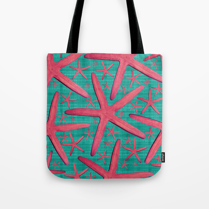 Starfish In Turquoise And Pink Tote Bag